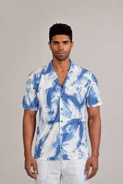 Oceanic Abstract Print Camp Shirt Short Sleeve