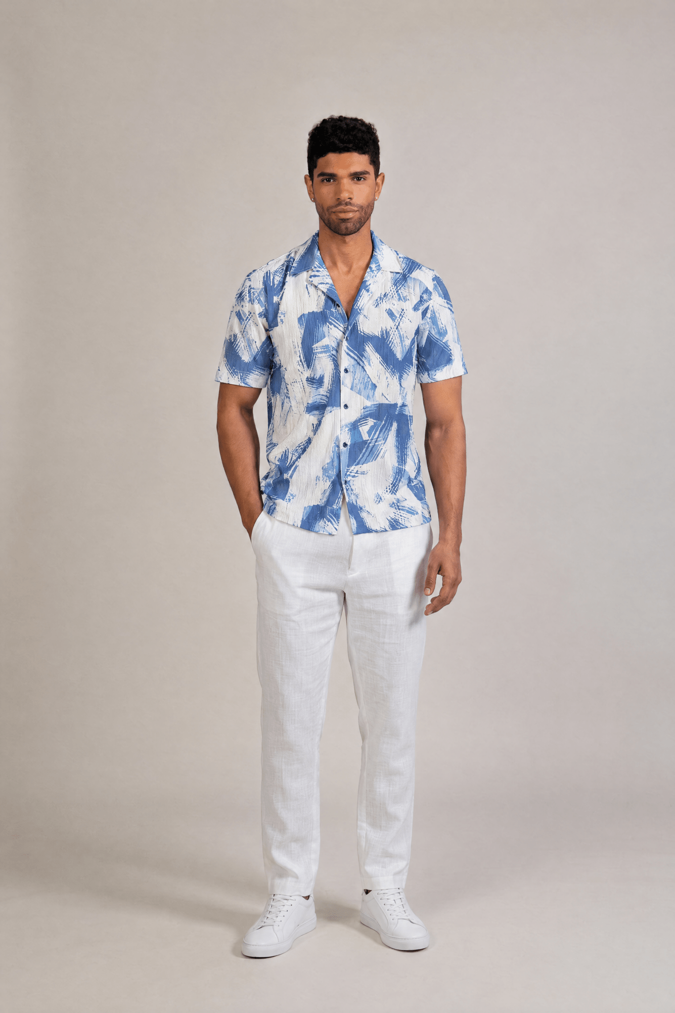 Oceanic Abstract Print Camp Shirt Short Sleeve