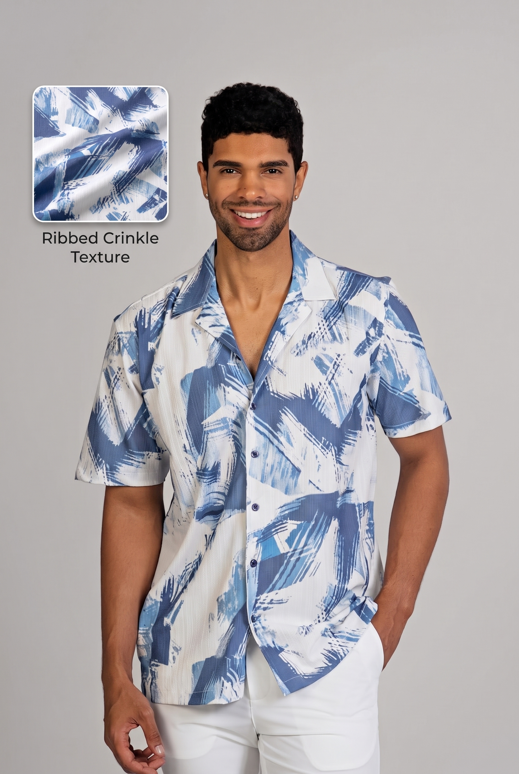 Oceanic Abstract Print Camp Shirt Short Sleeve