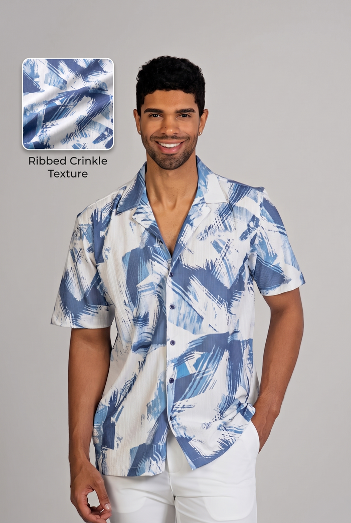 Oceanic Abstract Print Camp Shirt Short Sleeve