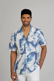 Oceanic Abstract Print Camp Shirt Short Sleeve