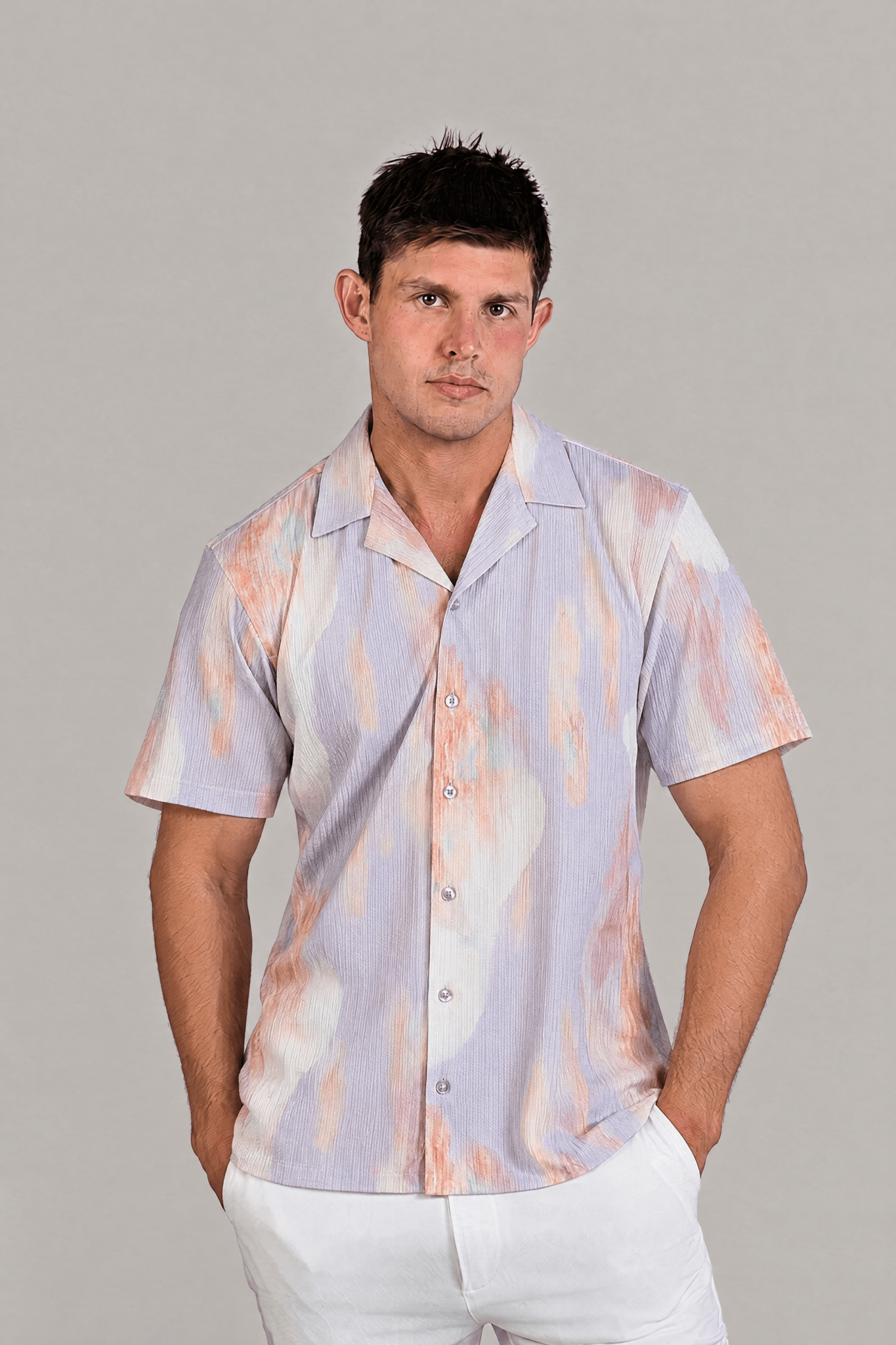 Morning Sunrise Print Camp Shirt Short Sleeve