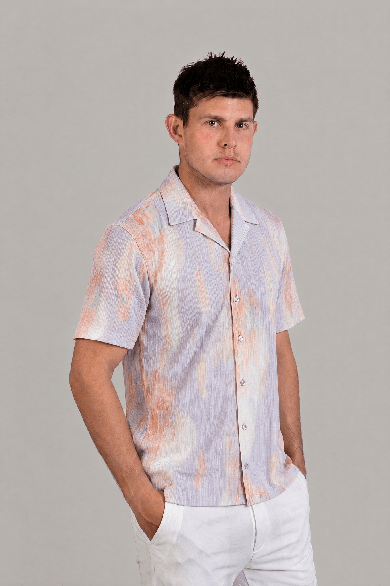 Morning Sunrise Print Camp Shirt Short Sleeve