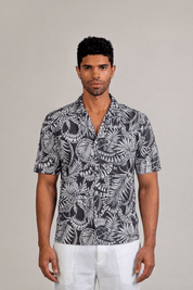 Camisa de campismo de manga corta con estampado "Noches Tropicales"