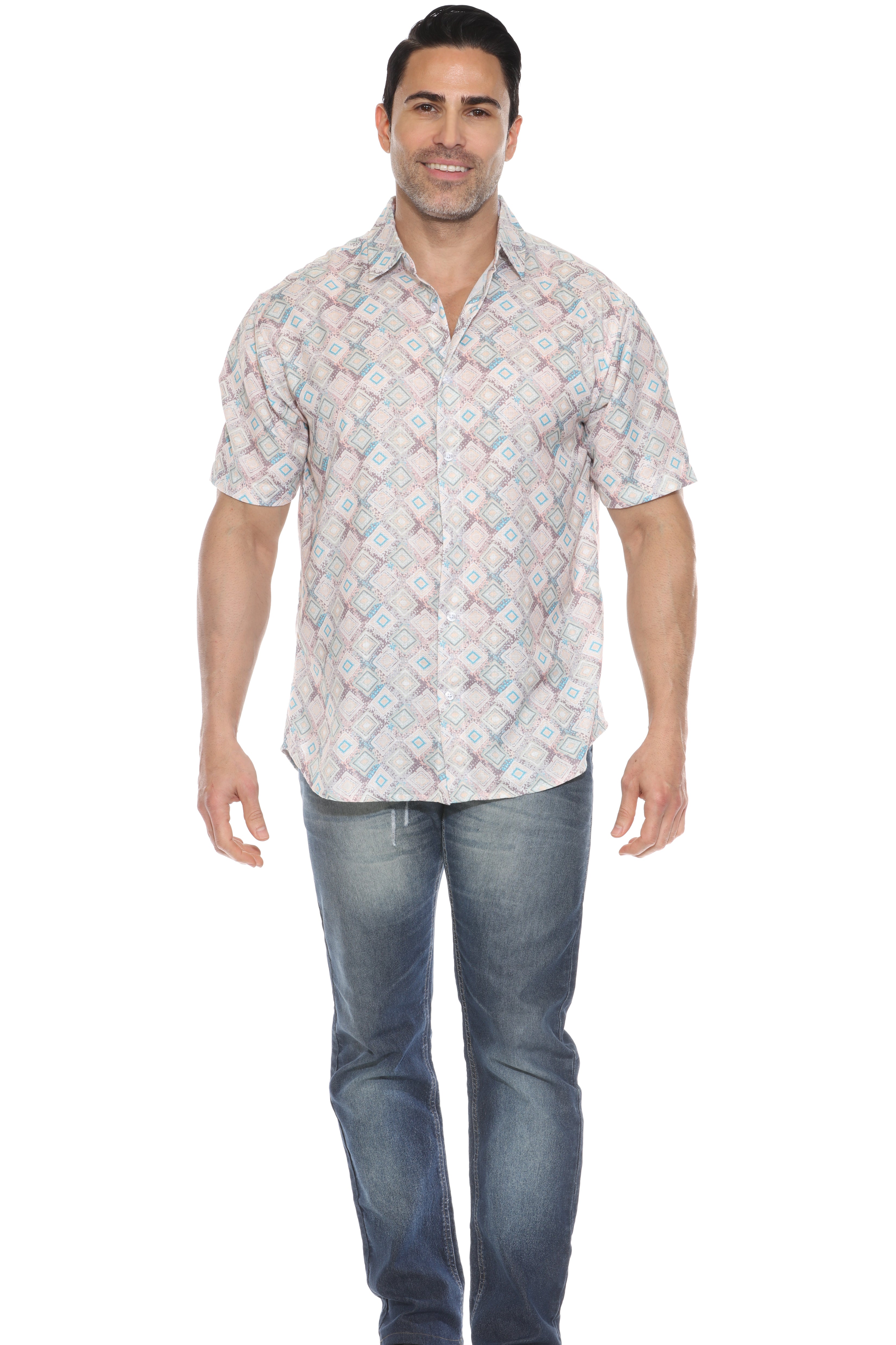 Camisa informal de manga corta con estampado moderno