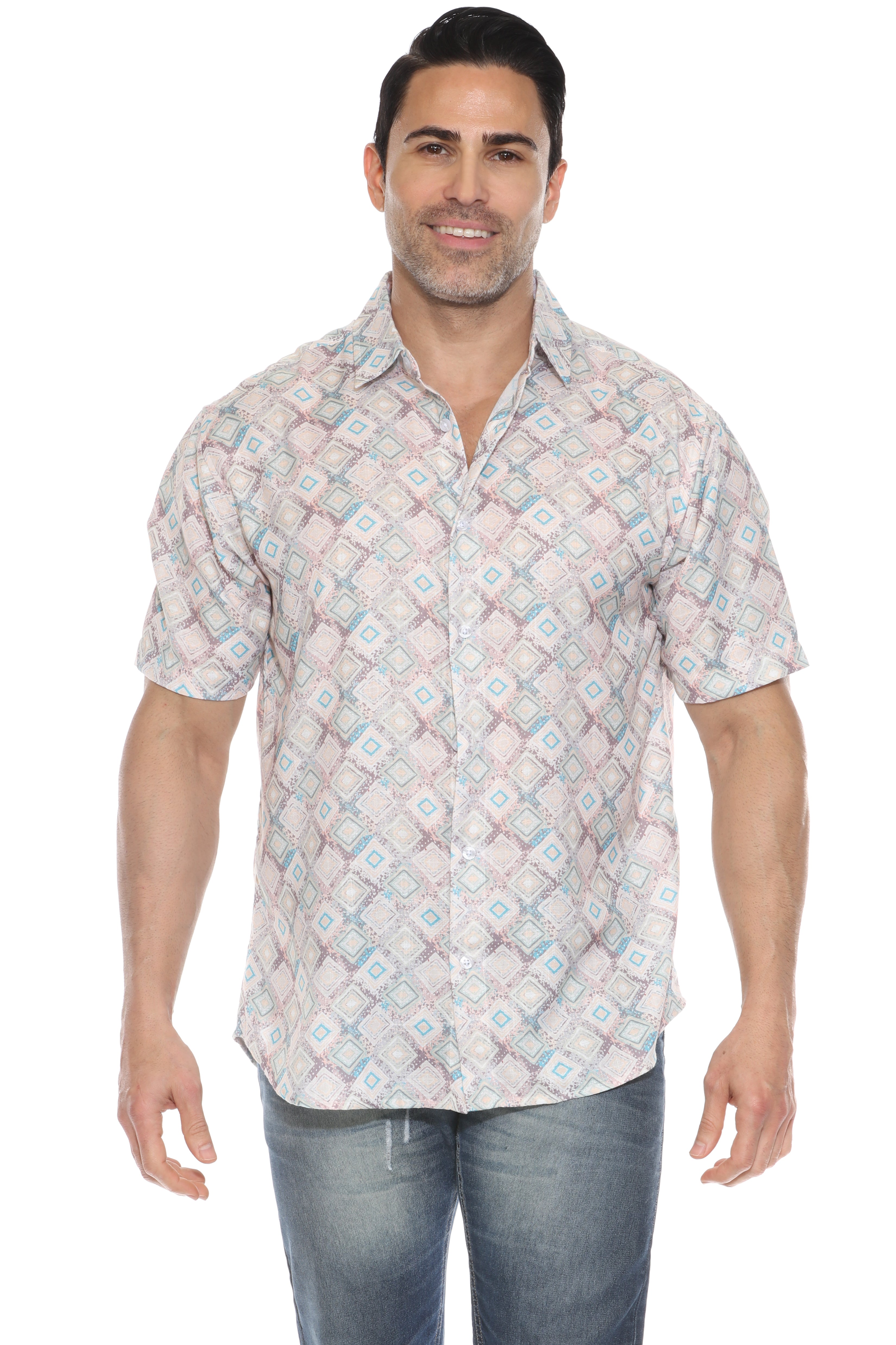 Camisa informal de manga corta con estampado moderno