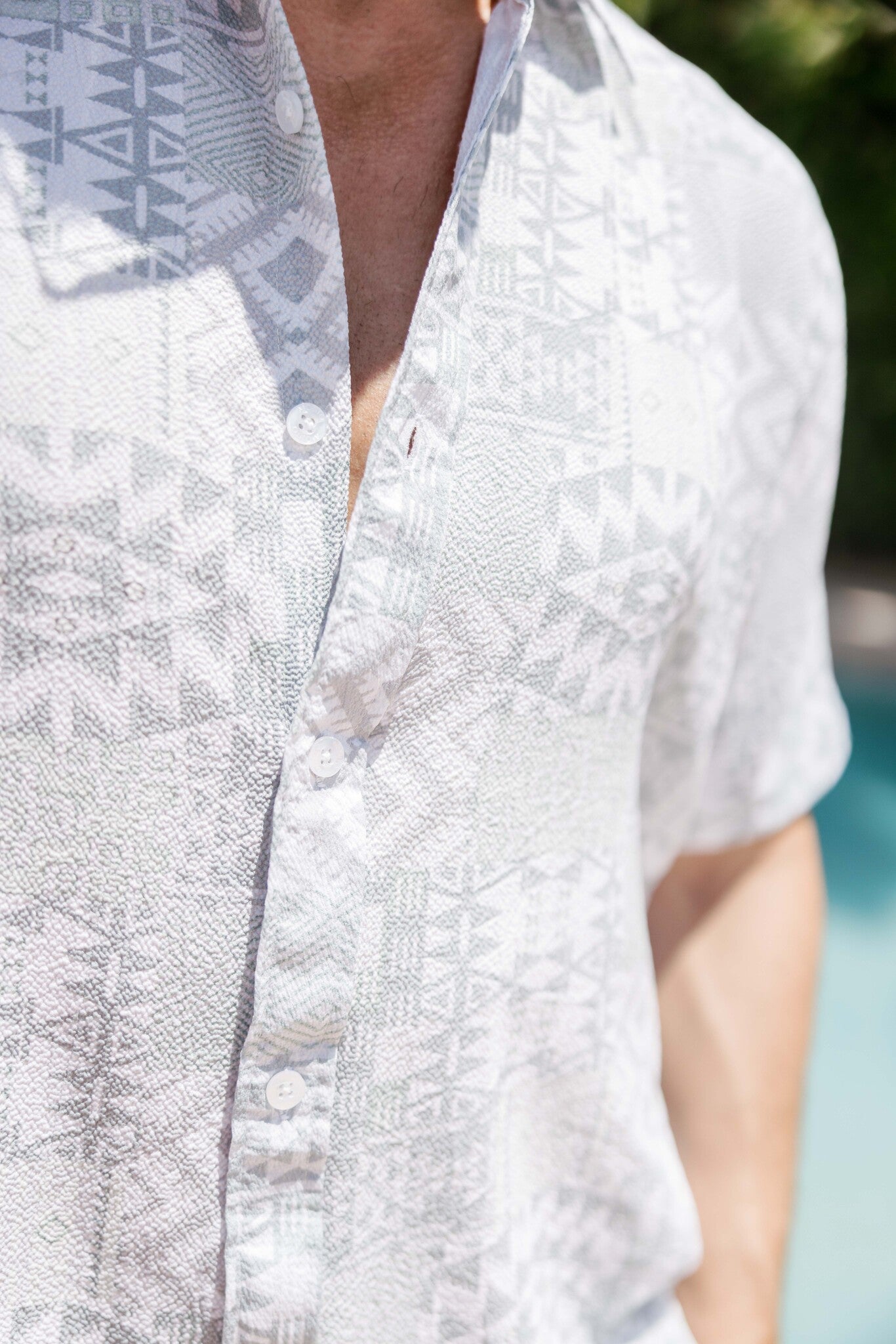 Mojito Men's Textured Modern Print Short Sleeve Shirt