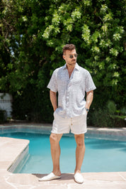 Mojito Men's Textured Modern Print Short Sleeve Shirt
