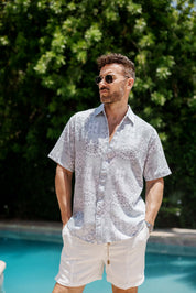 Mojito Men's Textured Modern Print Short Sleeve Shirt