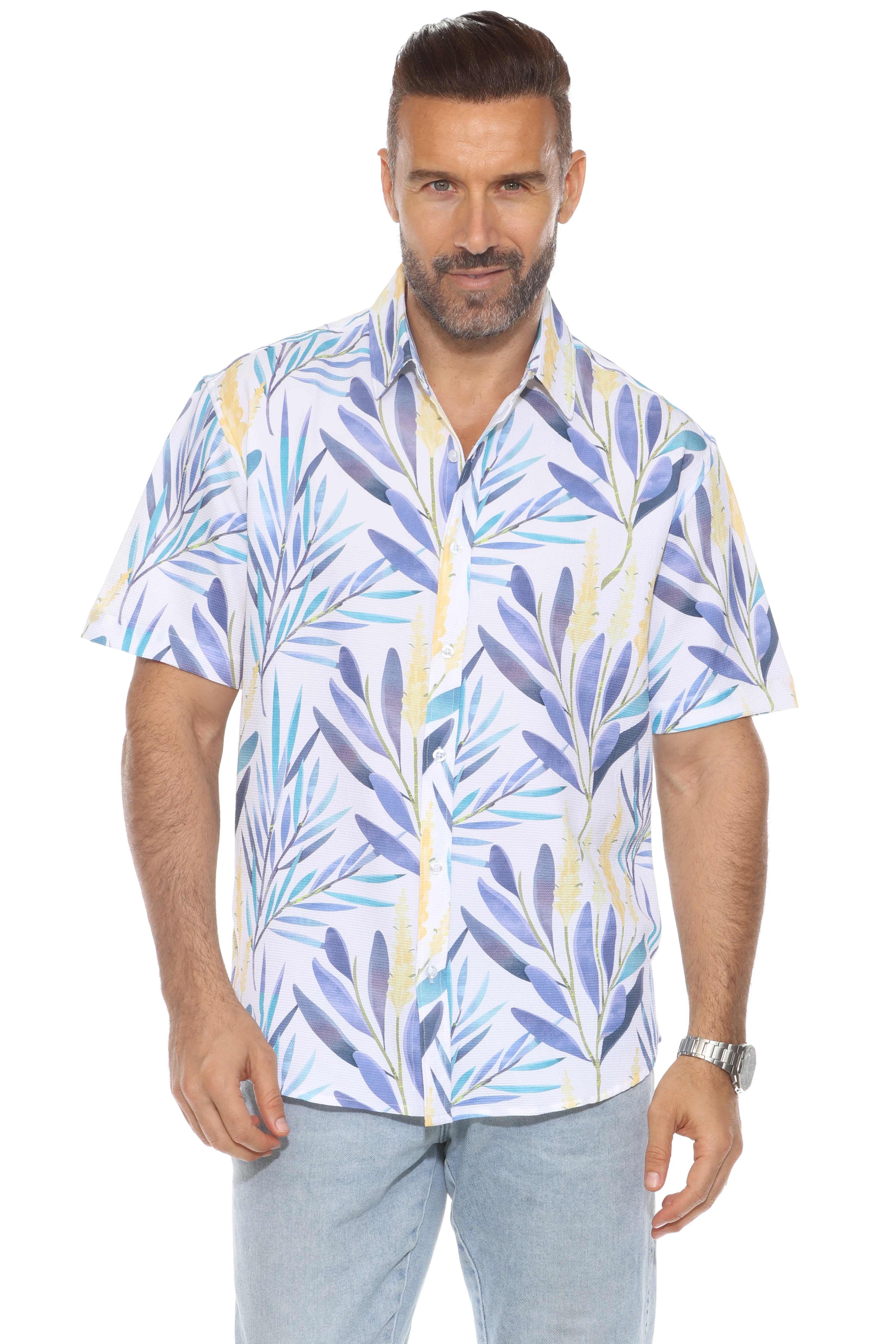 Camisa de manga corta con estampado moderno texturizado