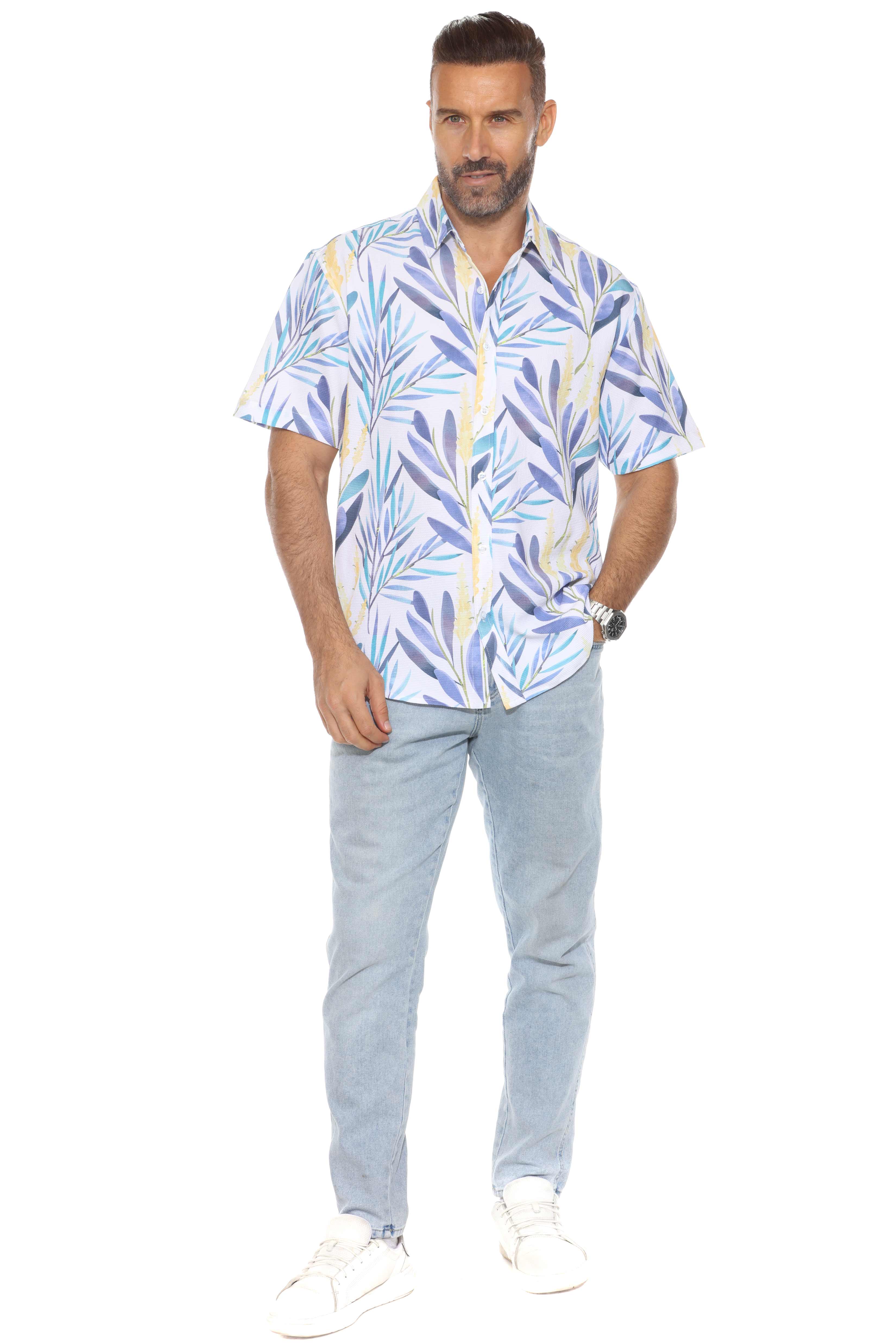 Camisa de manga corta con estampado moderno texturizado