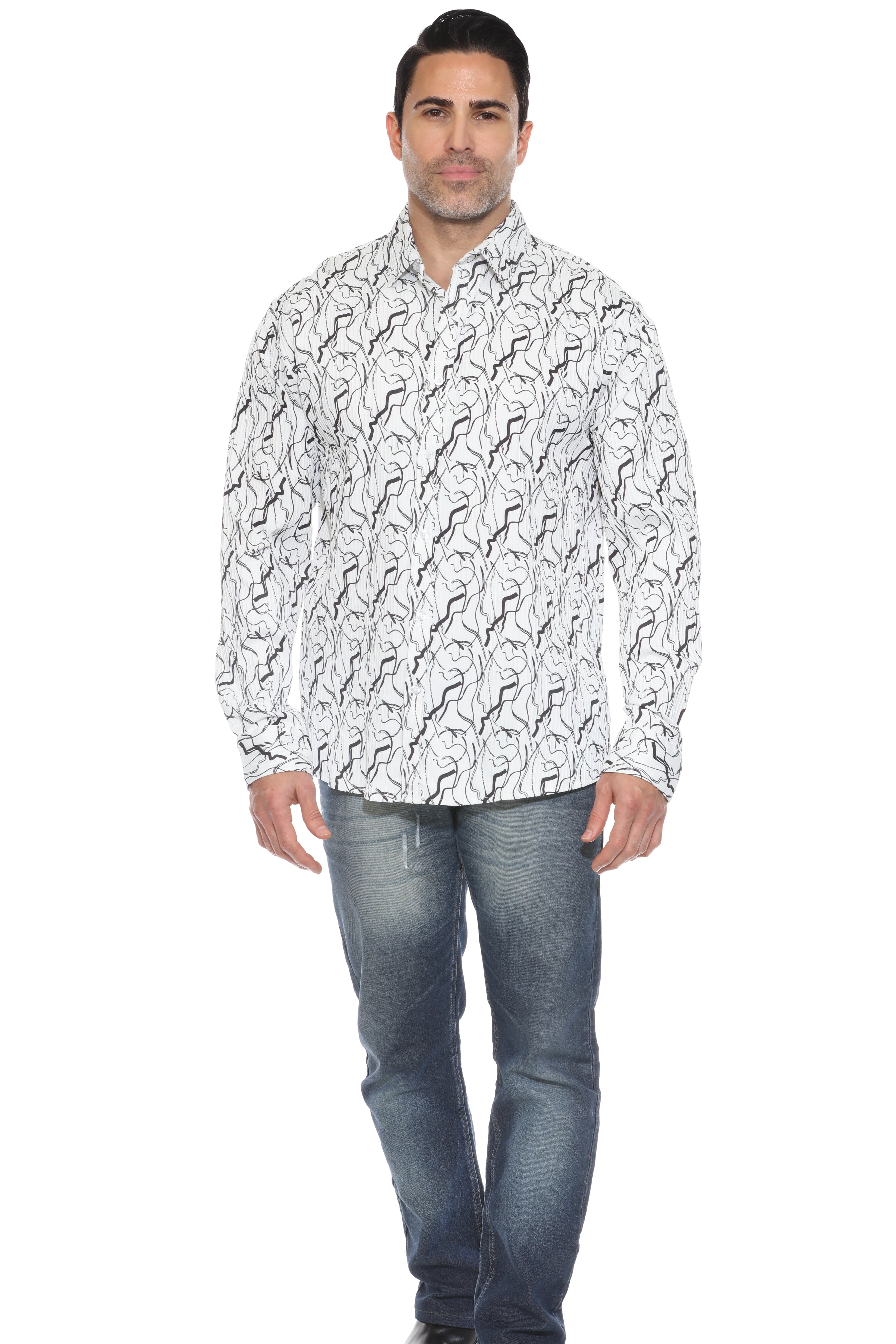 Camisa de manga larga con estampado moderno texturizado