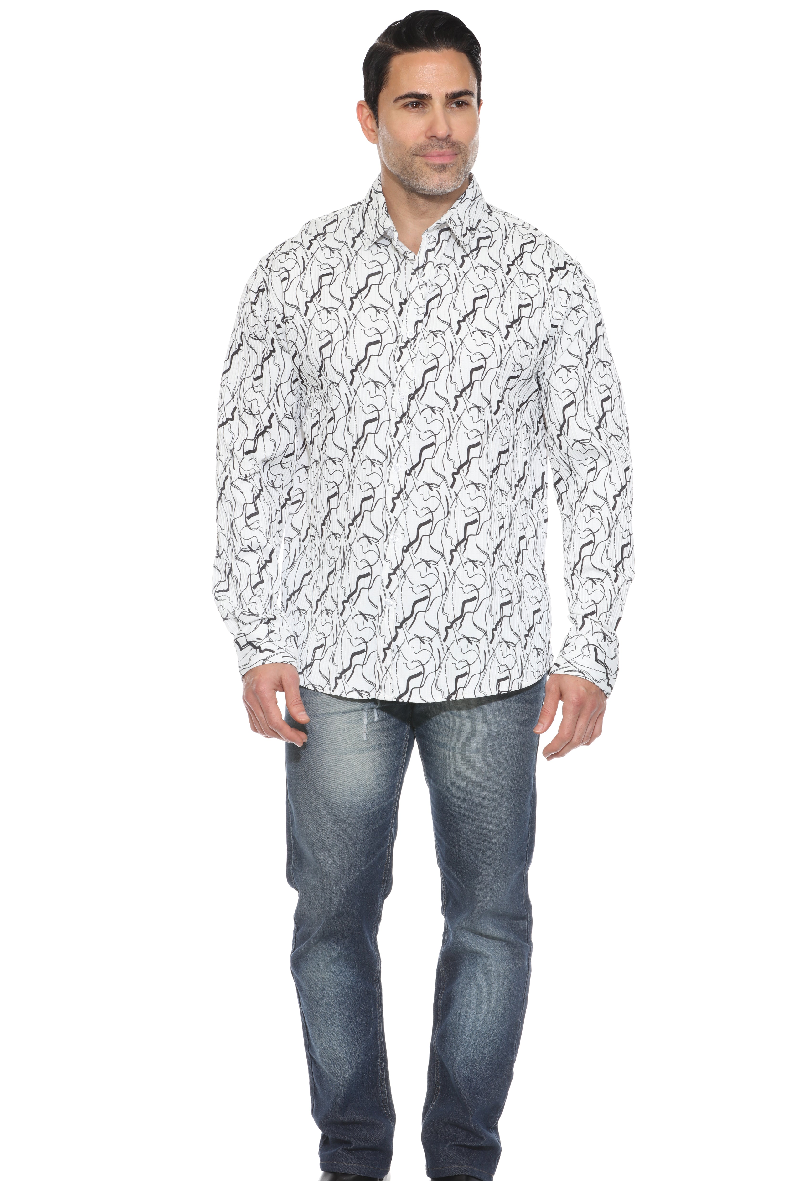 Camisa de manga larga con estampado moderno texturizado