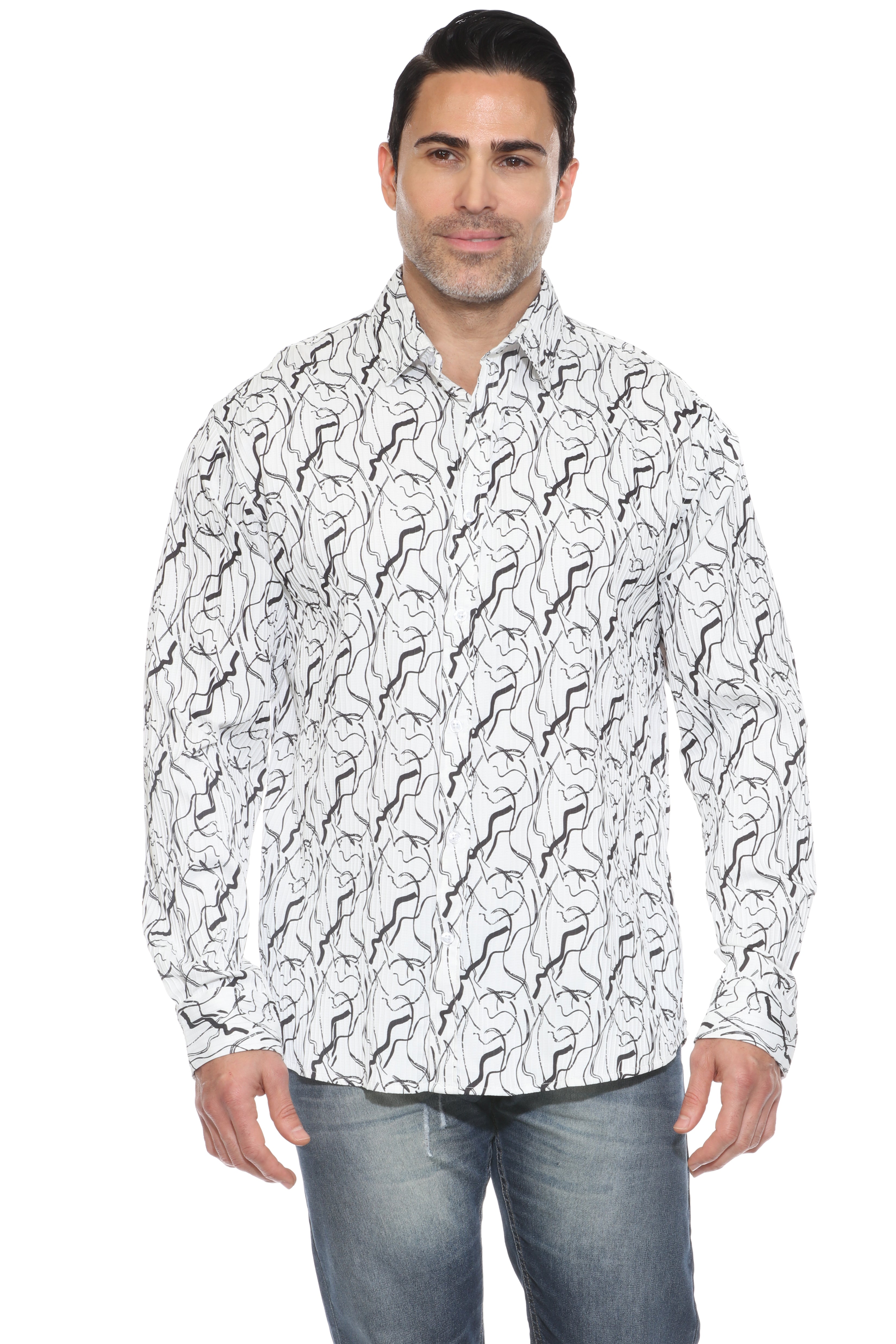 Camisa de manga larga con estampado moderno texturizado