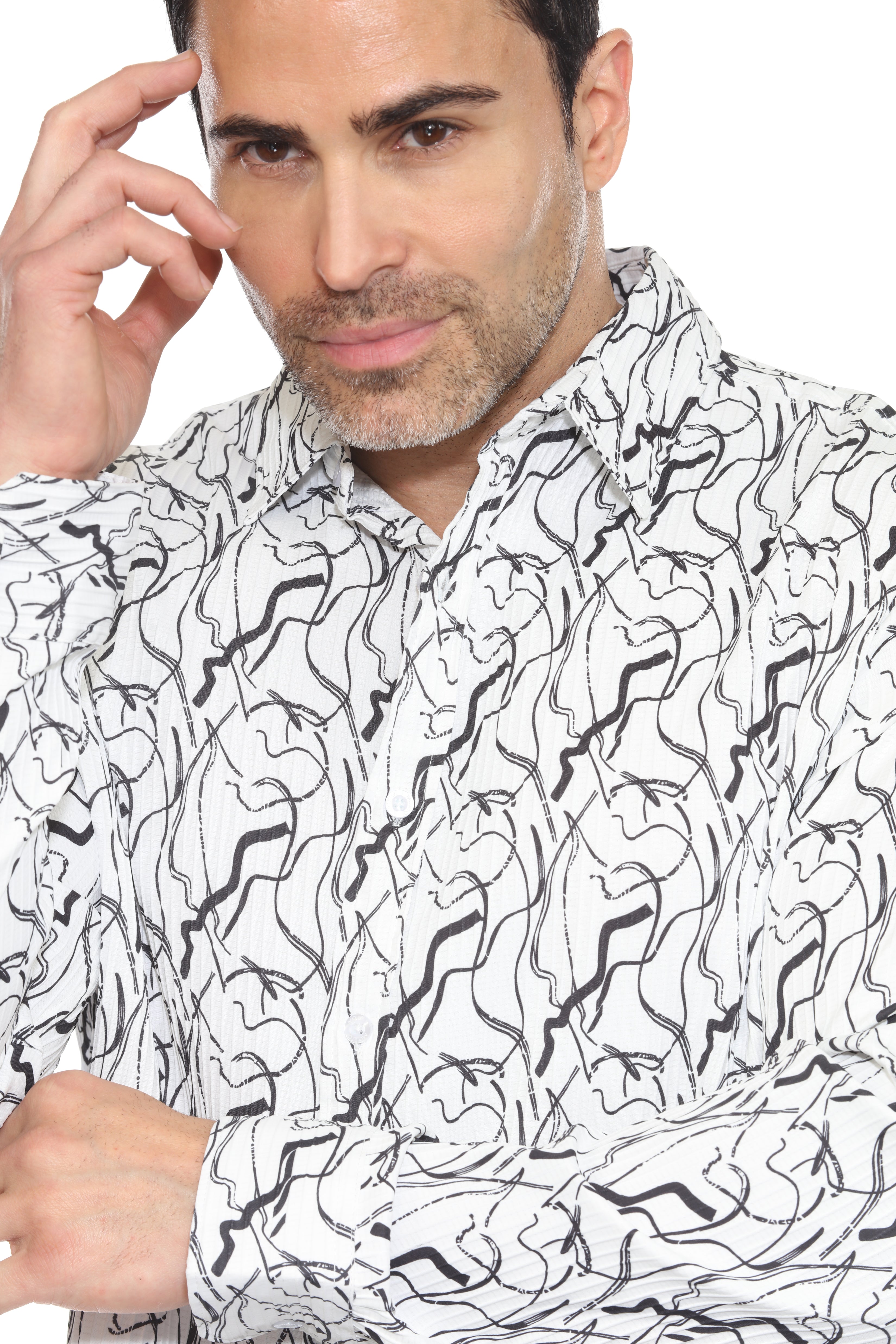 Camisa de manga larga con estampado moderno texturizado