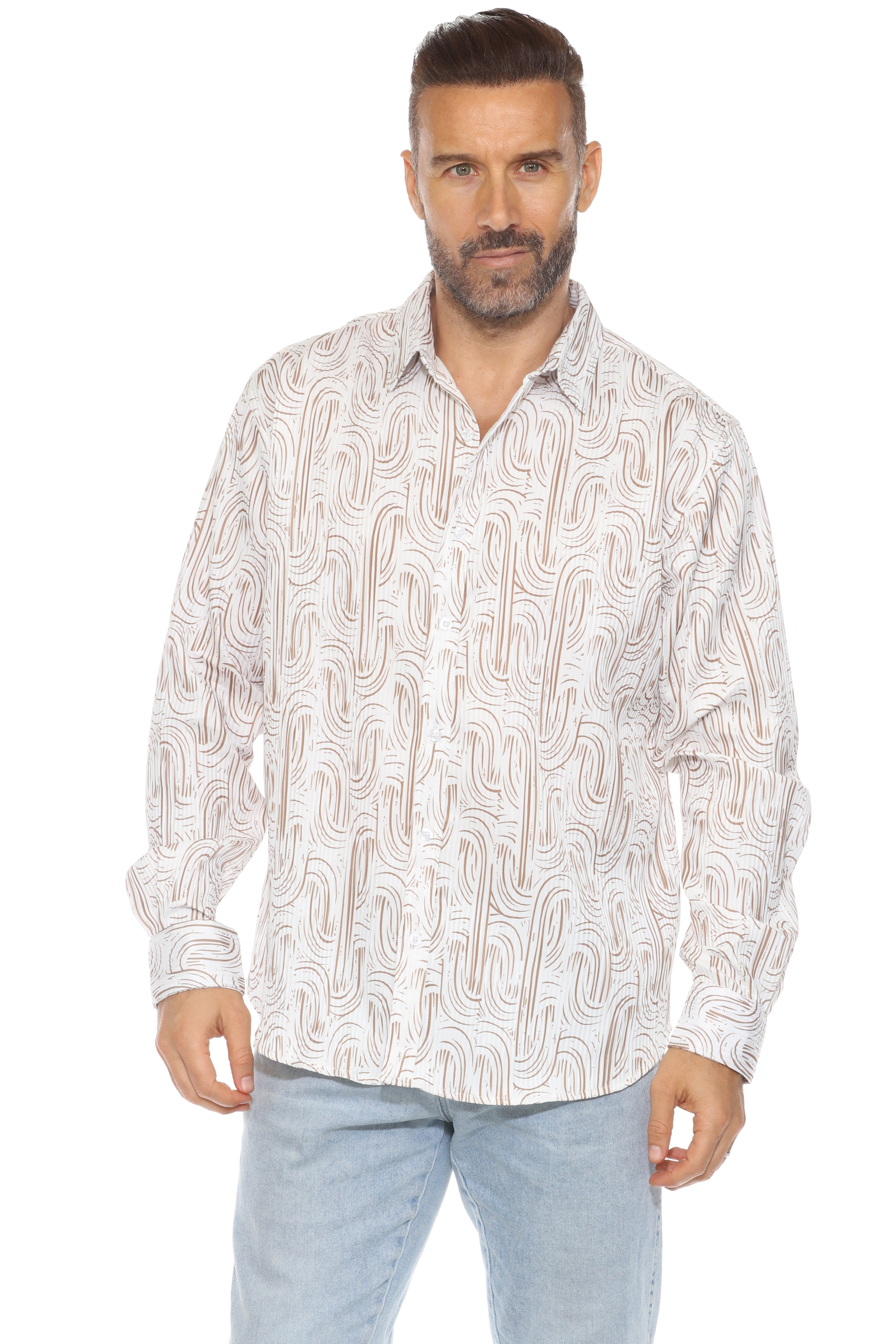 Camisa de manga larga con estampado moderno texturizado