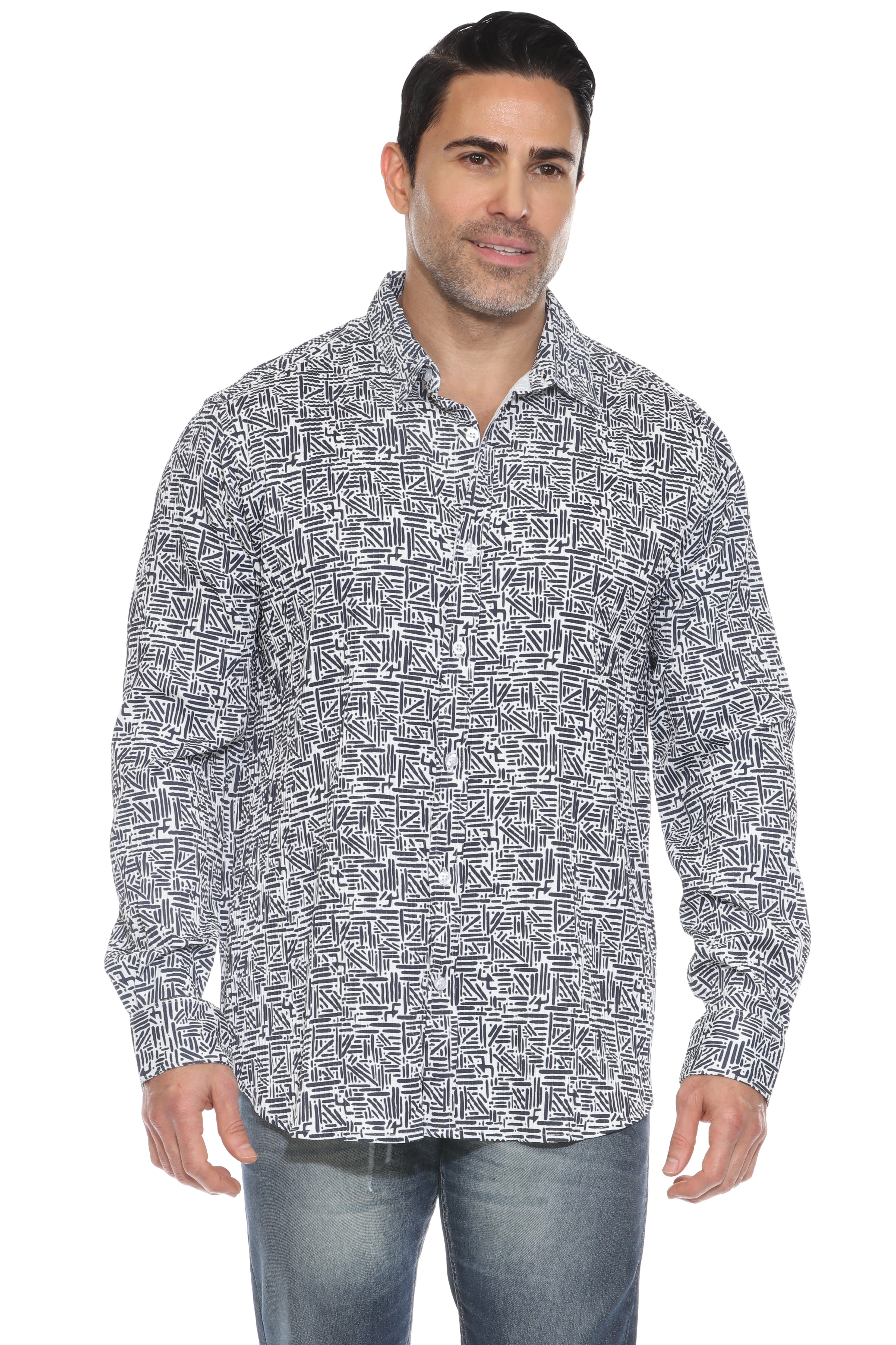 Camisa de manga larga con estampado moderno texturizado