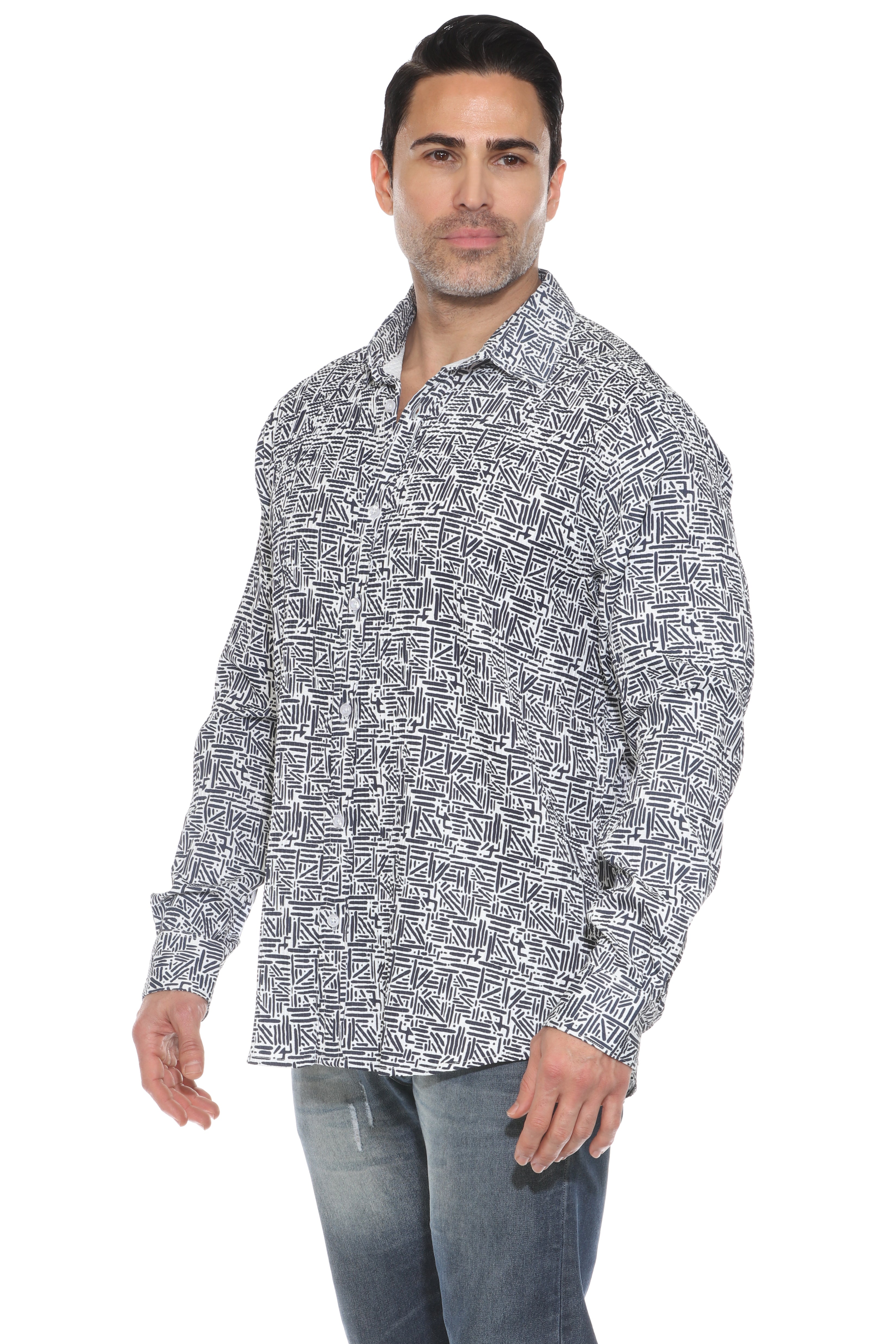Camisa de manga larga con estampado moderno texturizado