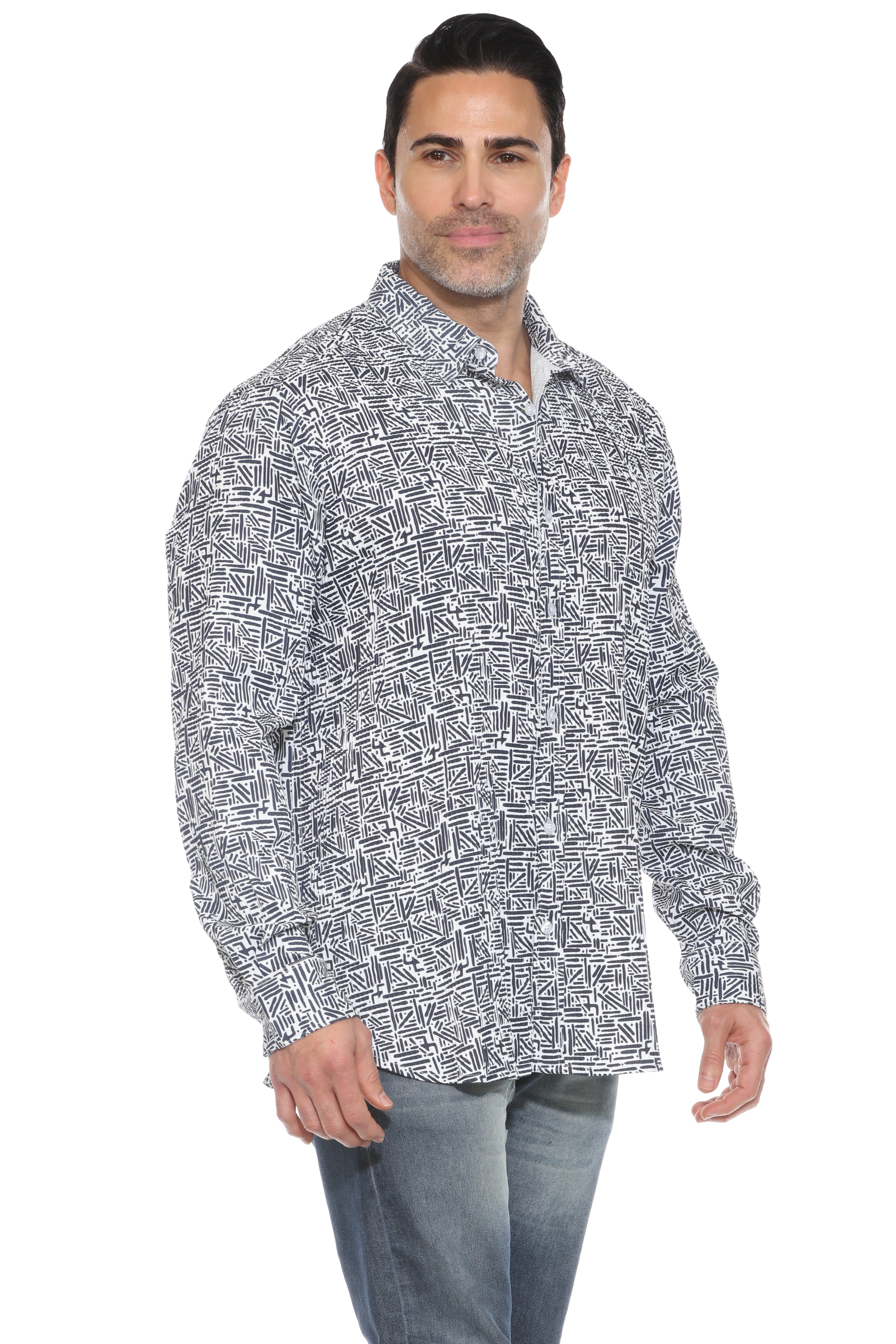 Camisa de manga larga con estampado moderno texturizado