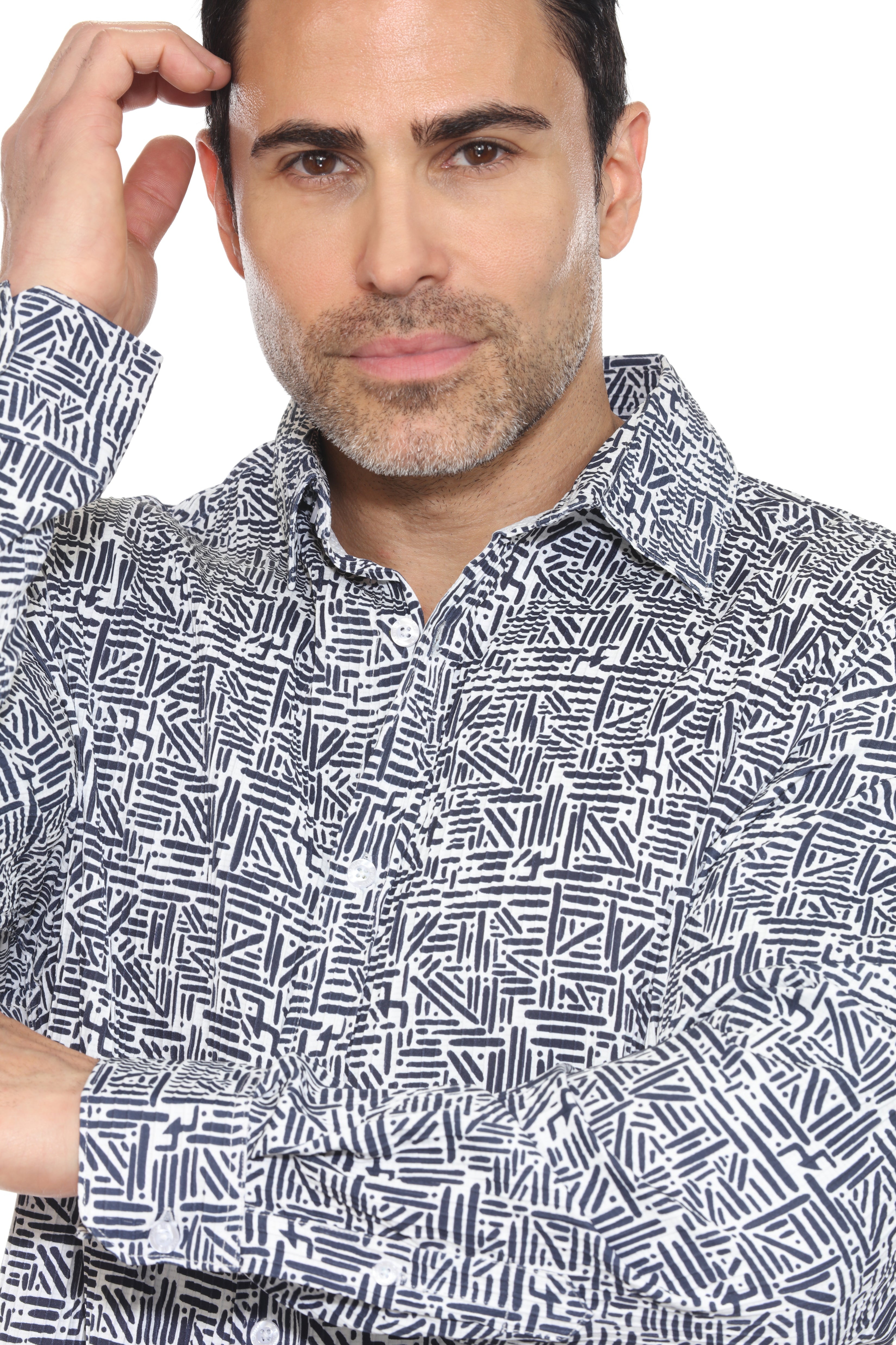 Camisa de manga larga con estampado moderno texturizado