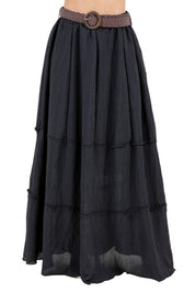 Women's Casual Resort Wear Boho Maxi Skirt with Belt