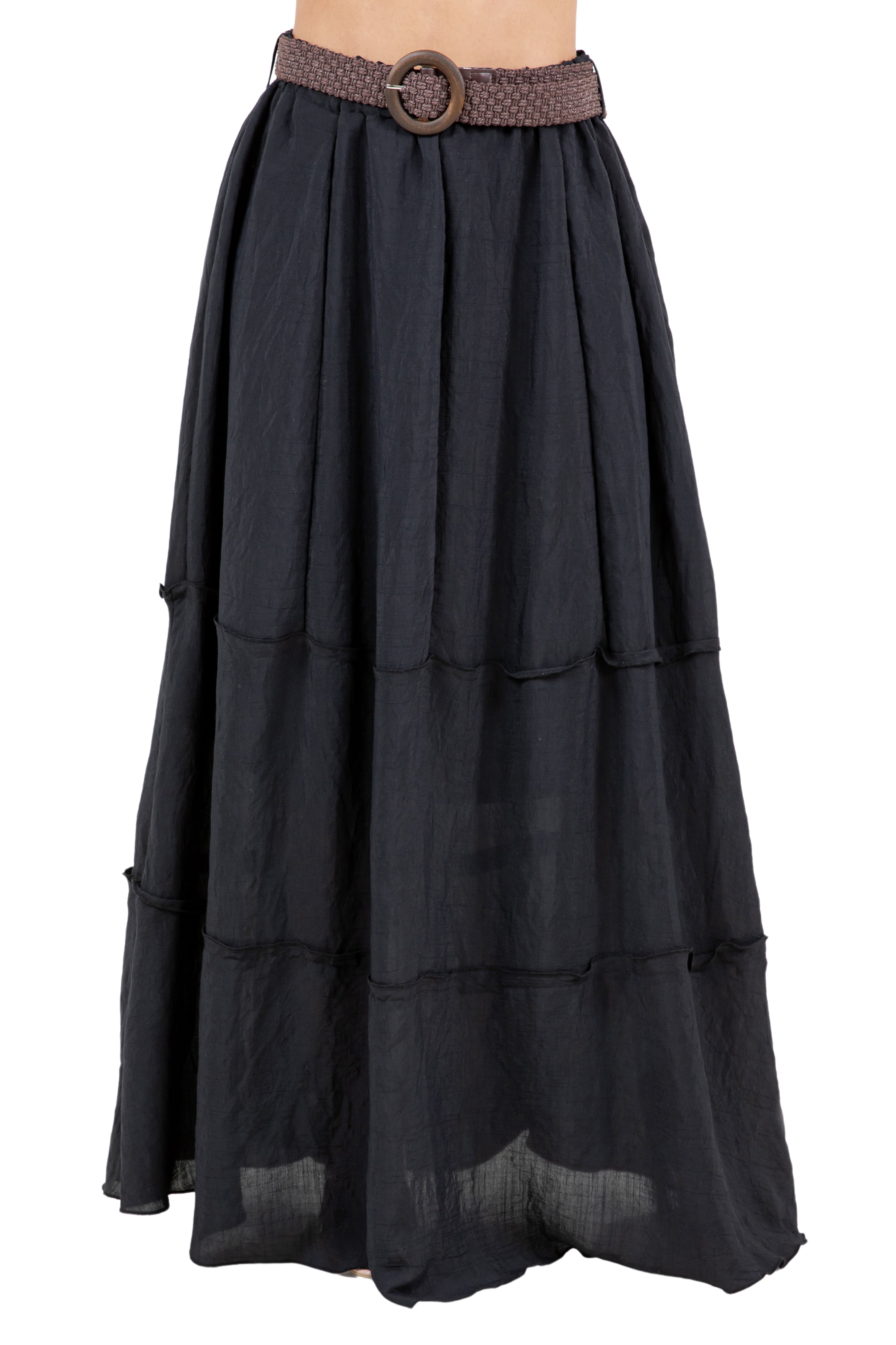 Women's Casual Resort Wear Boho Maxi Skirt with Belt
