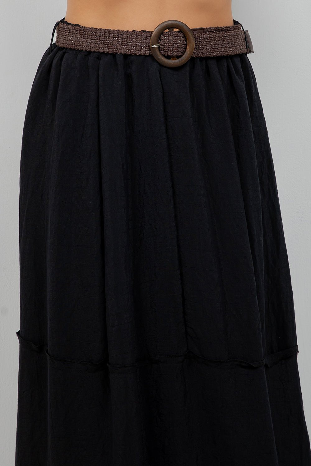 Falda larga bohemia informal de resort para mujer con cinturón