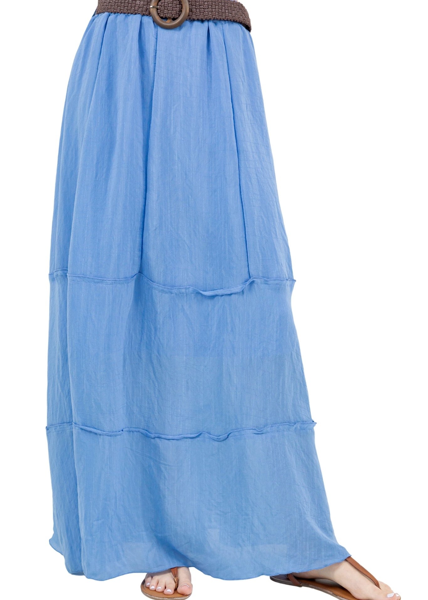 Women's Casual Resort Wear Boho Maxi Skirt with Belt