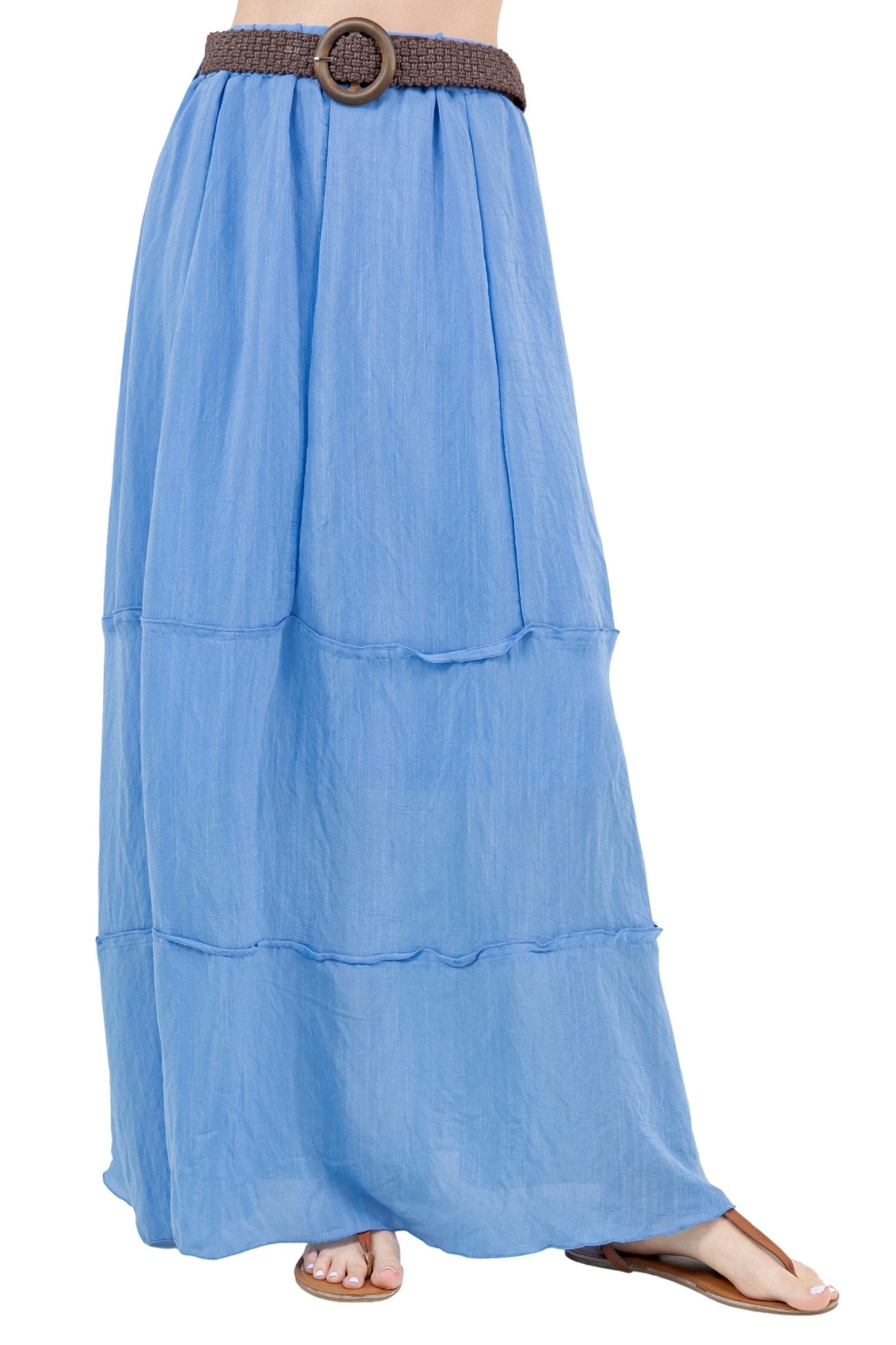 Women's Casual Resort Wear Boho Maxi Skirt with Belt