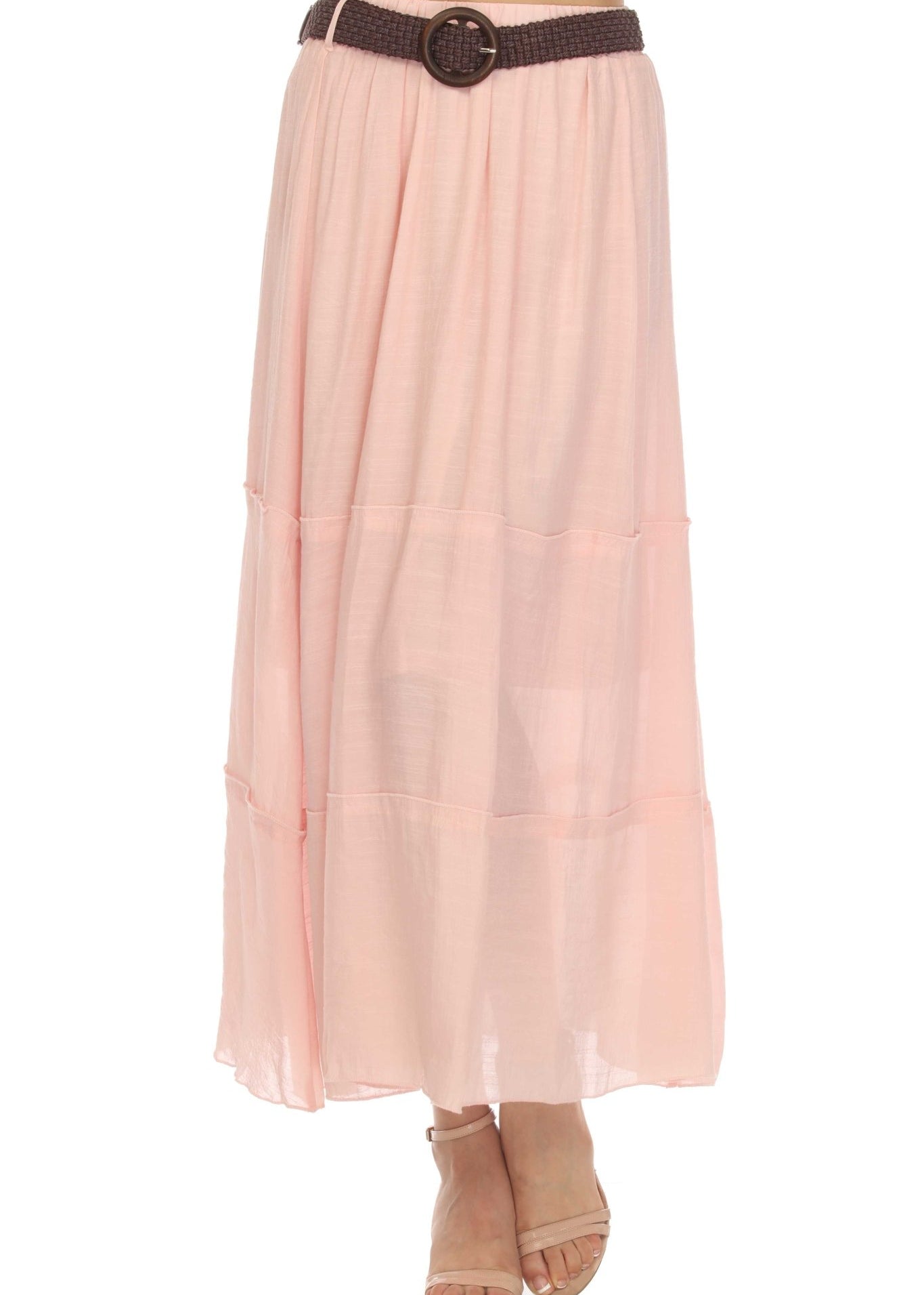 Women's Casual Resort Wear Boho Maxi Skirt with Belt