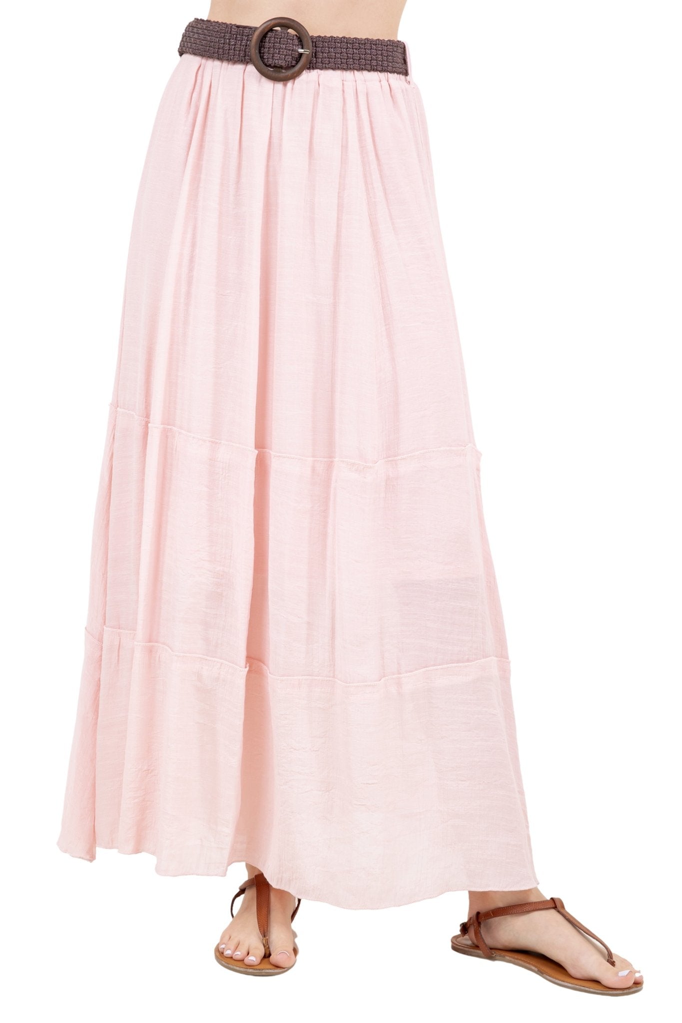 Women's Casual Resort Wear Boho Maxi Skirt with Belt