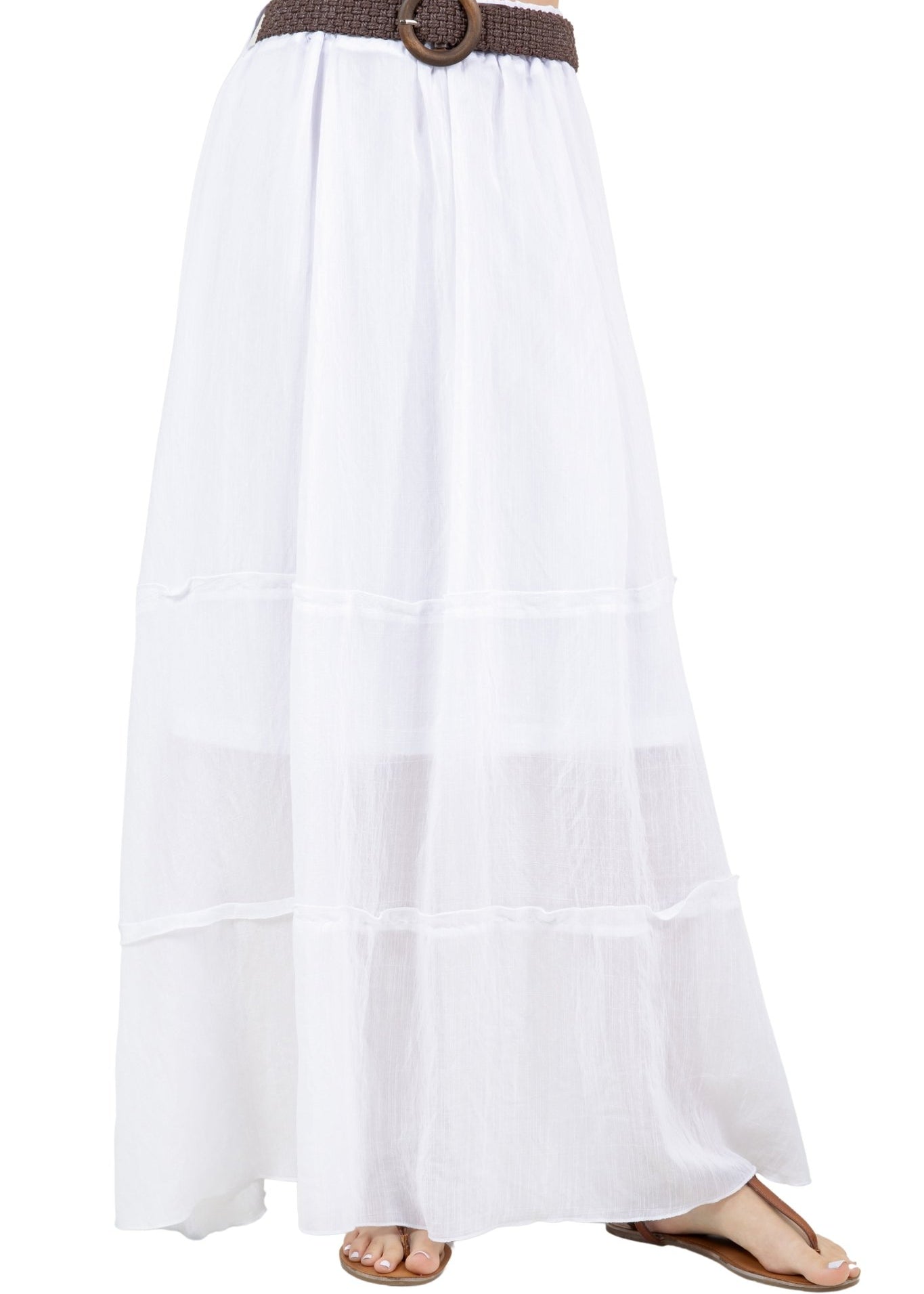 Women's Casual Resort Wear Boho Maxi Skirt with Belt