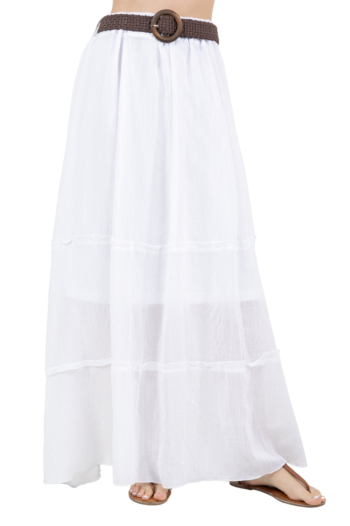 Women's Casual Resort Wear Boho Maxi Skirt with Belt