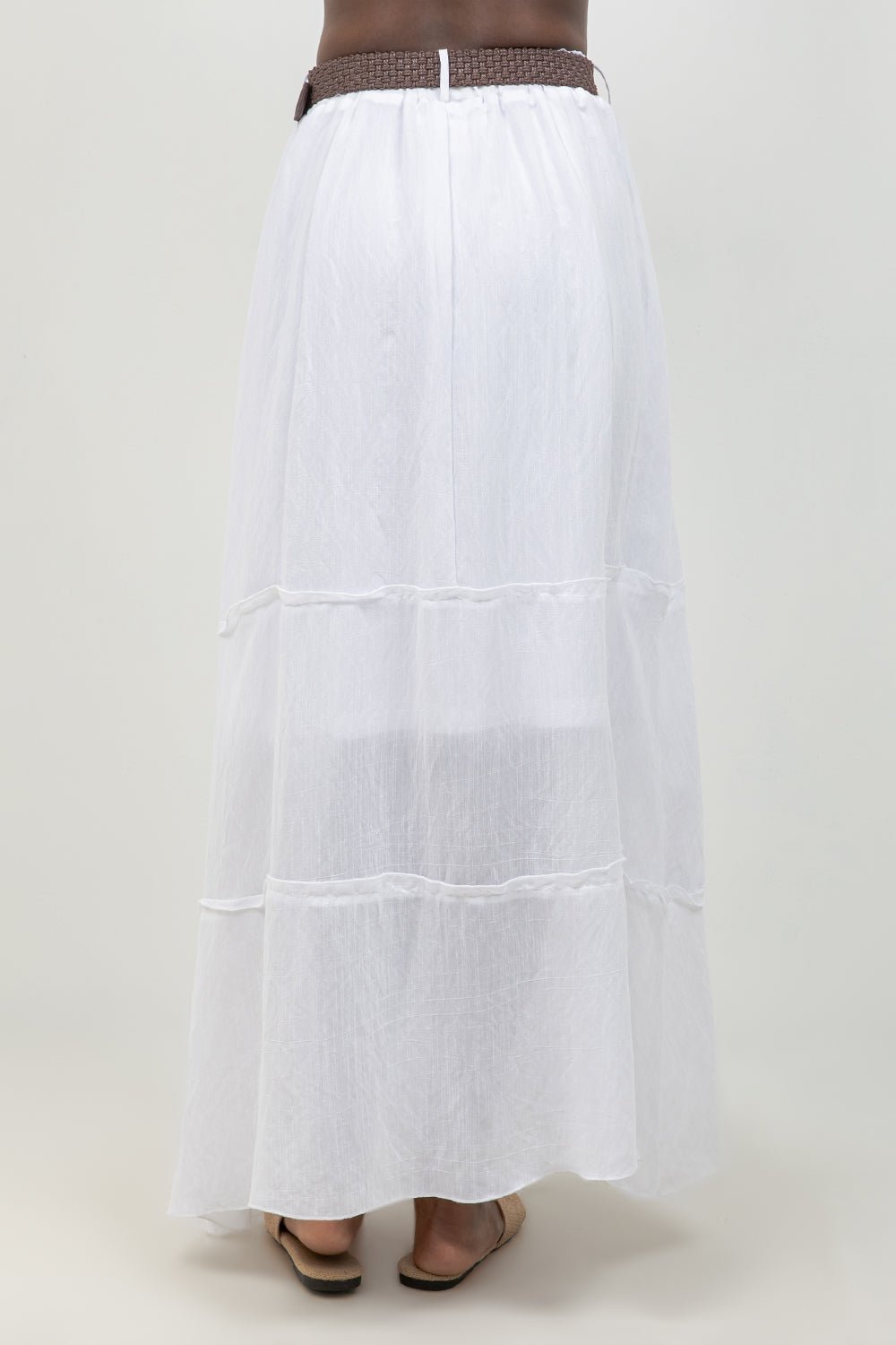Women's white boho maxi skirt, full inner lining, Mojito Collection