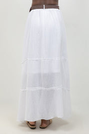 Women's white boho maxi skirt, full inner lining, Mojito Collection