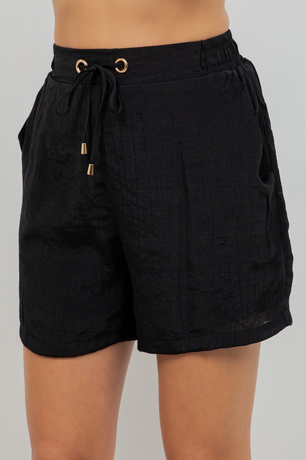 Pantalón corto casual de playa para mujer con cintura con cordón