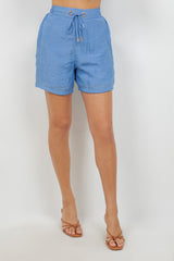 Pantalón corto casual de playa para mujer con cintura con cordón