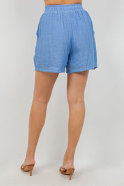 Pantalón corto casual de playa para mujer con cintura con cordón