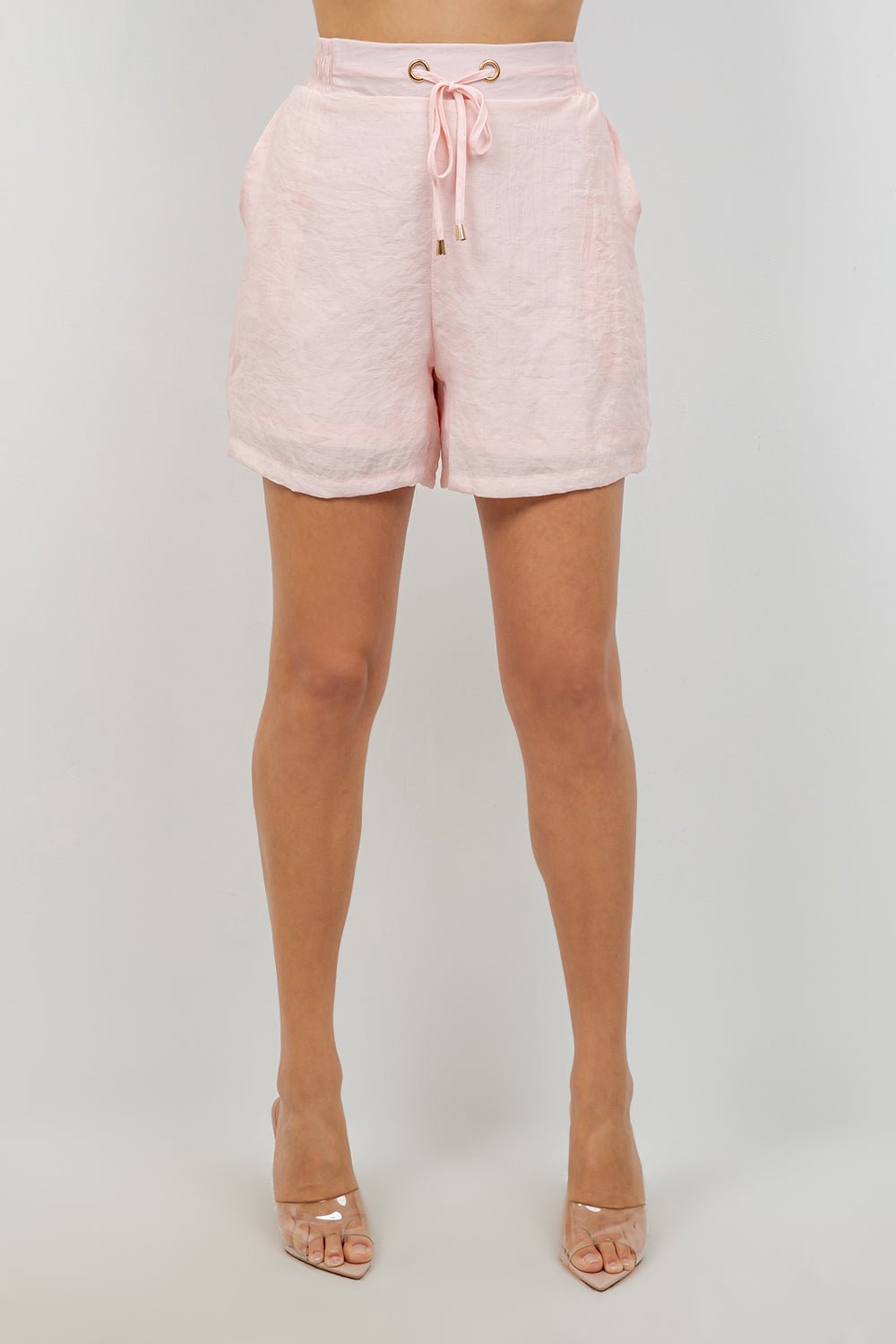 Pantalón corto casual de playa para mujer con cintura con cordón
