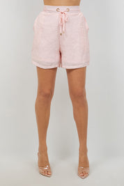 Pantalón corto casual de playa para mujer con cintura con cordón