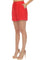 Side view of a person wearing red Women's Casual Beach Wear Short with Drawstring Waist and nude colored high heels.