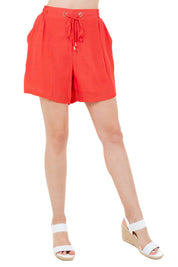 Pantalón corto casual de playa para mujer con cintura con cordón