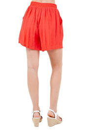 Pantalón corto casual de playa para mujer con cintura con cordón