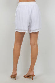 Pantalón corto casual de playa para mujer con cintura con cordón