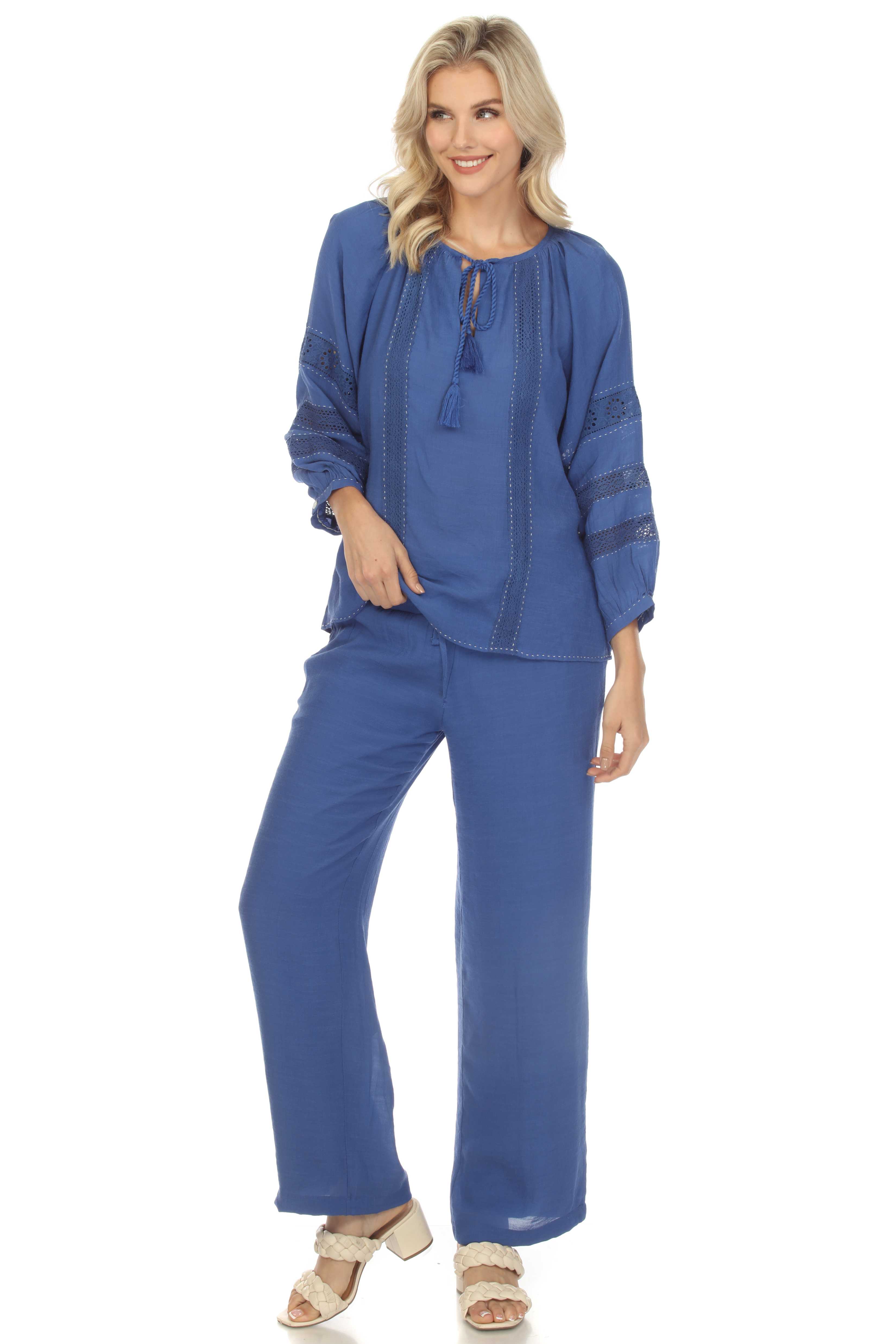 ホット セールの通販 Resort Casual Women's Wear 3/4 Trim Crochet Neck Scoop Clothing