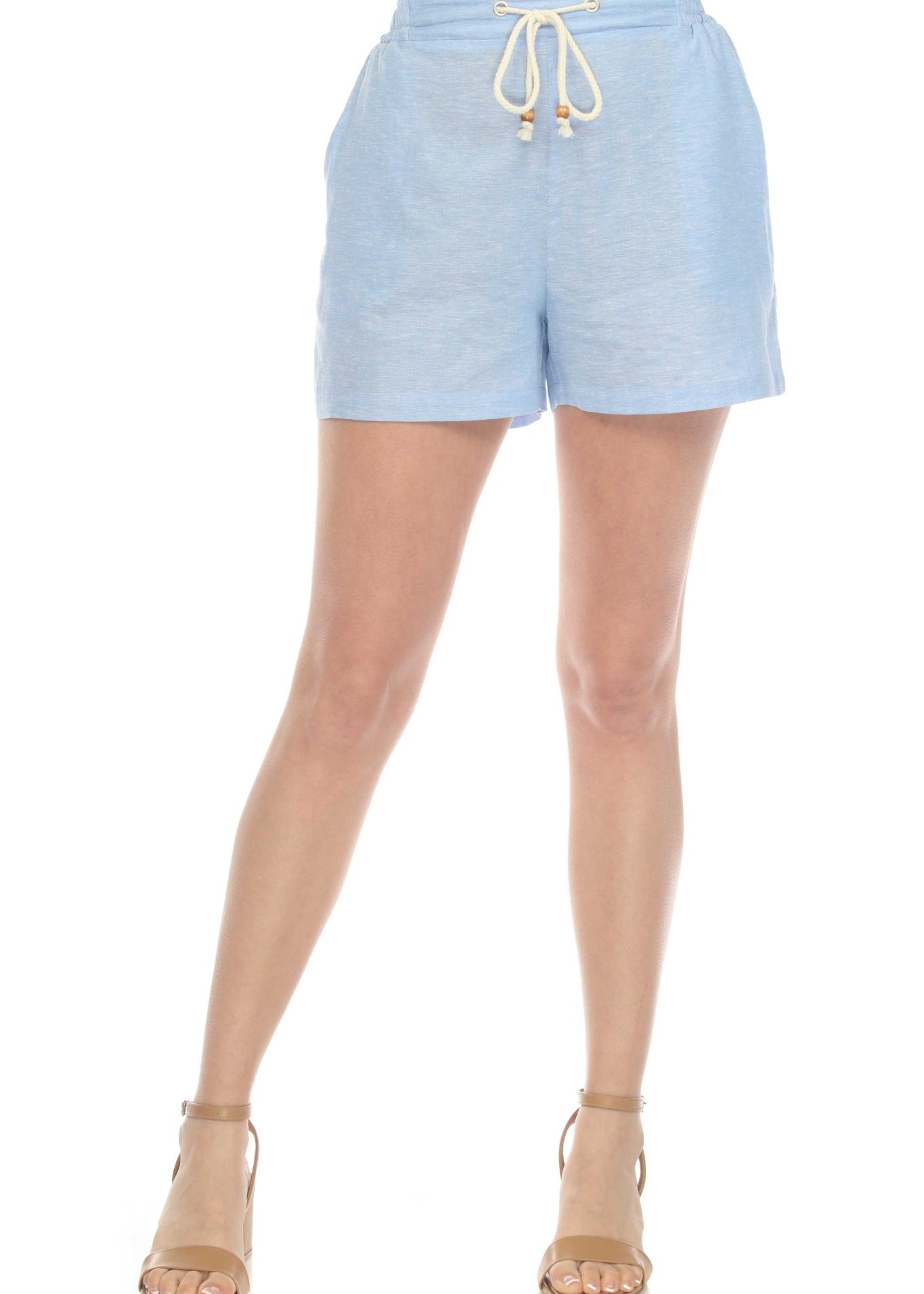 Women's Casual Beach Resort Wear Short with Drawstring Waist Linen Blend