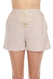 Casual Beach Resort Wear Short with Drawstring Waist Linen Blend