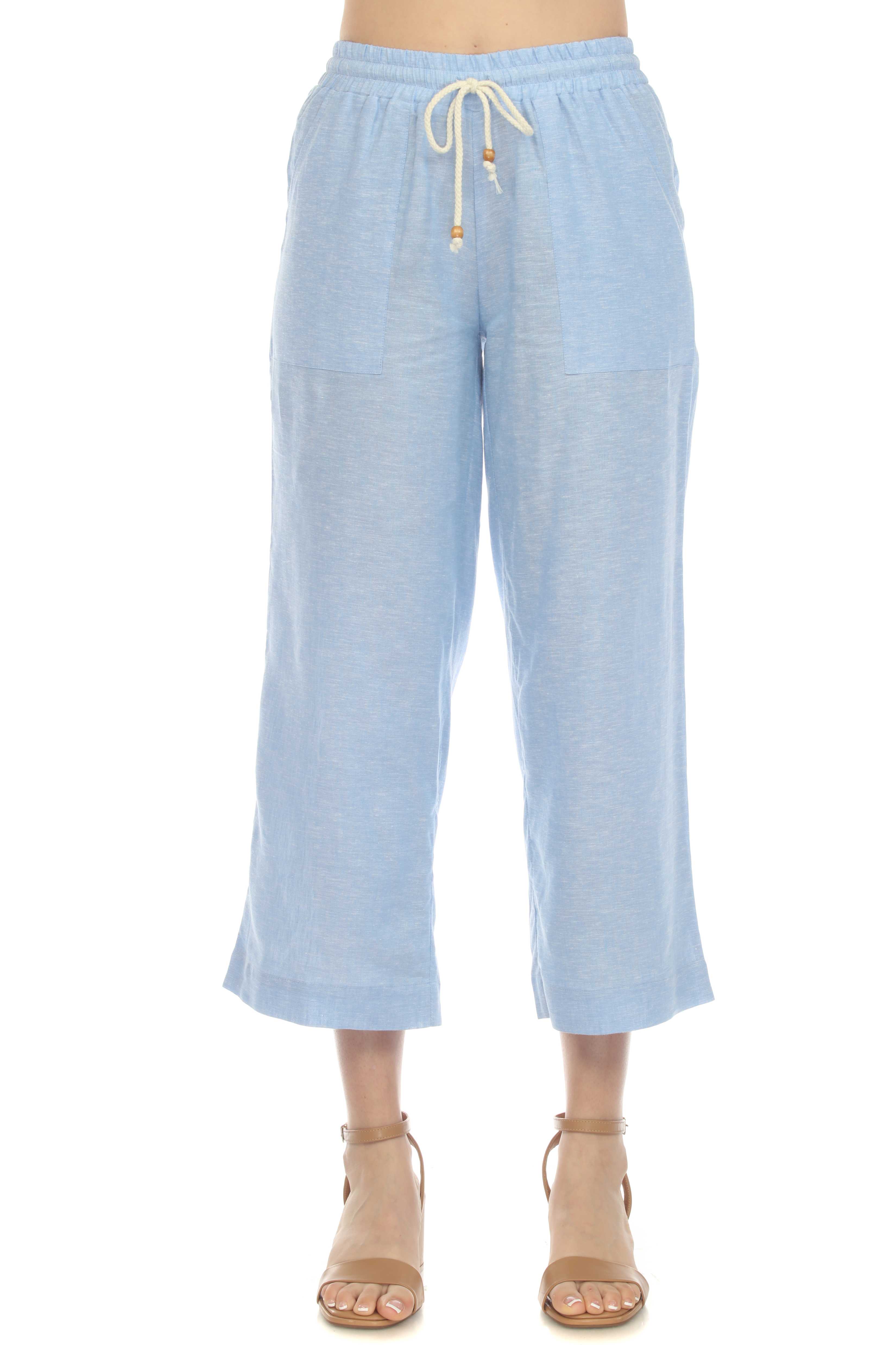 Women's Casual Beach Resort Wear Capri Pants Linen Blend