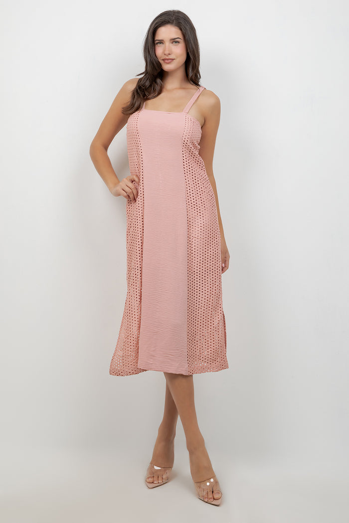 Women's Casual Resort Wear Tank Dress Mid Length with Cut Out Design