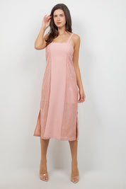 Vestido informal de tirantes para mujer, estilo resort, largo medio, con diseño recortado